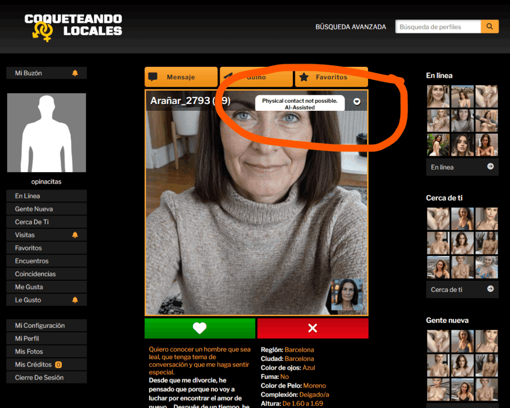 perfiles falsos coqueteando locales.