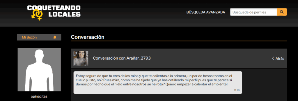 mensajes falso coqueteando locales.