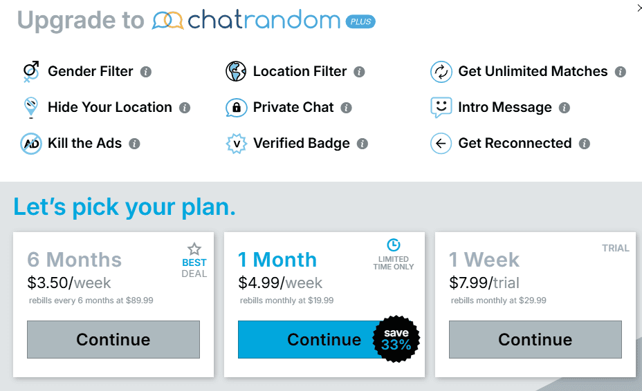 chat random precios