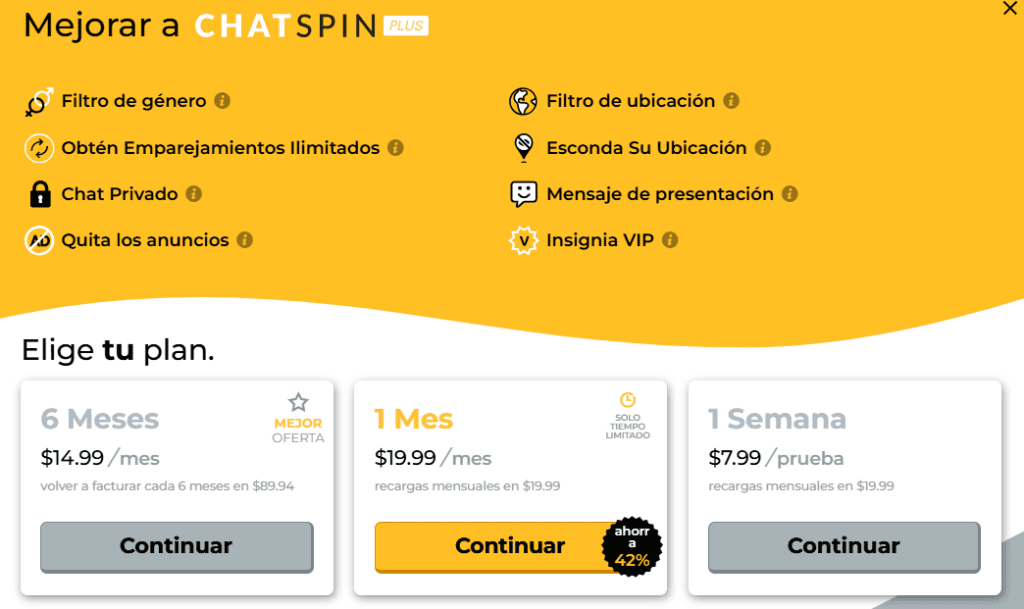 chat spin precio