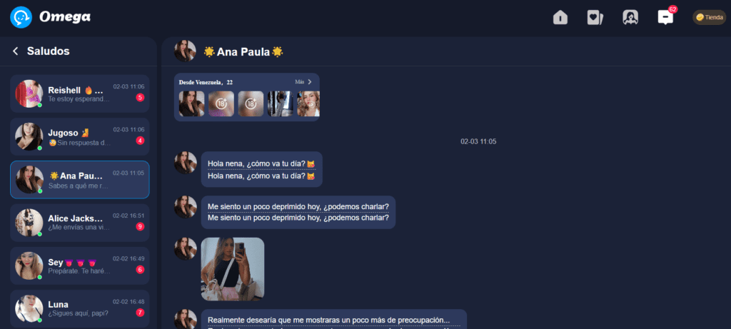 mensajes falsos en omega app