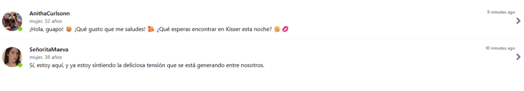 Mensajes automatizados instantáneos de perfiles ficticios kisser